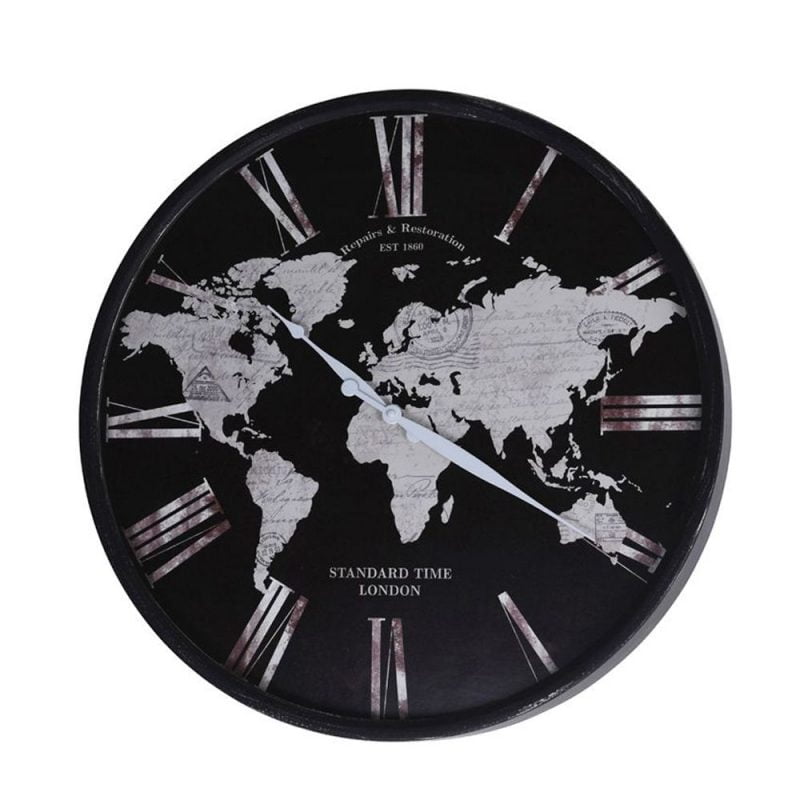 Έπιπλα Artikia Global Ρολόι τοίχου Μαύρο D57cm Brand Maison