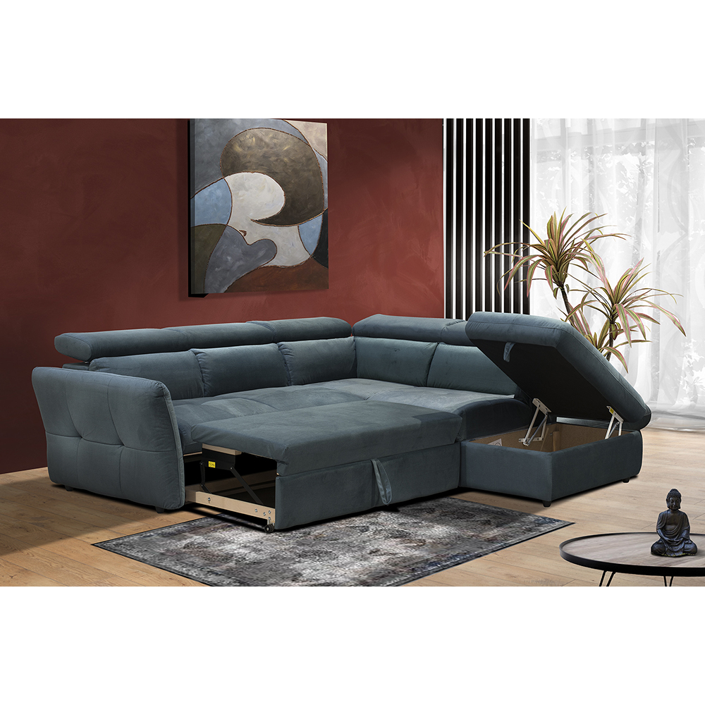 MONSERAT ΚΑΝΑΠΕΣ ΚΡΕΒΑΤΙ ΓΩΝΙΑ ΔΕΞΙΑ PETROL 254x224x90 - Image 2