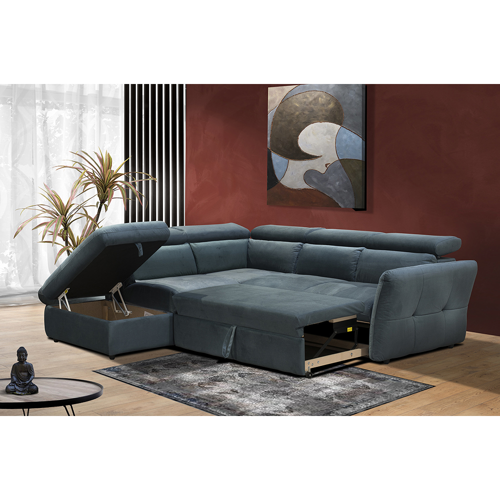 MONSERAT ΚΑΝΑΠΕΣ ΚΡΕΒΑΤΙ ΓΩΝΙΑ ΑΡΙΣΤΕΡΗ PETROL 254x224x90 - Image 2