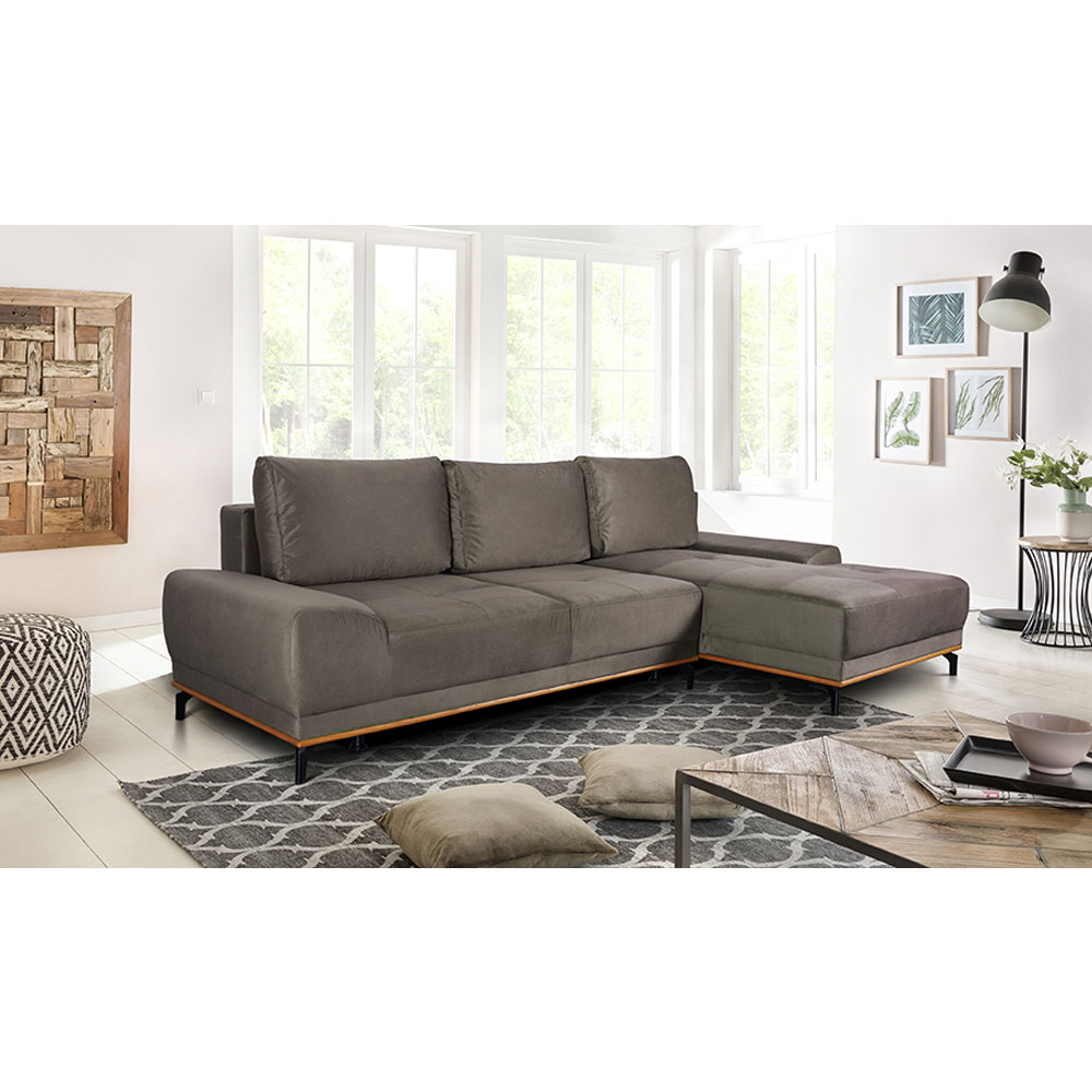 NATURA ΚΑΝΑΠΕΣ ΚΡΕΒΑΤΙ ΓΩΝΙΑ ΔΕΞΙΑ TAUPE 283x164x90 - Image 3