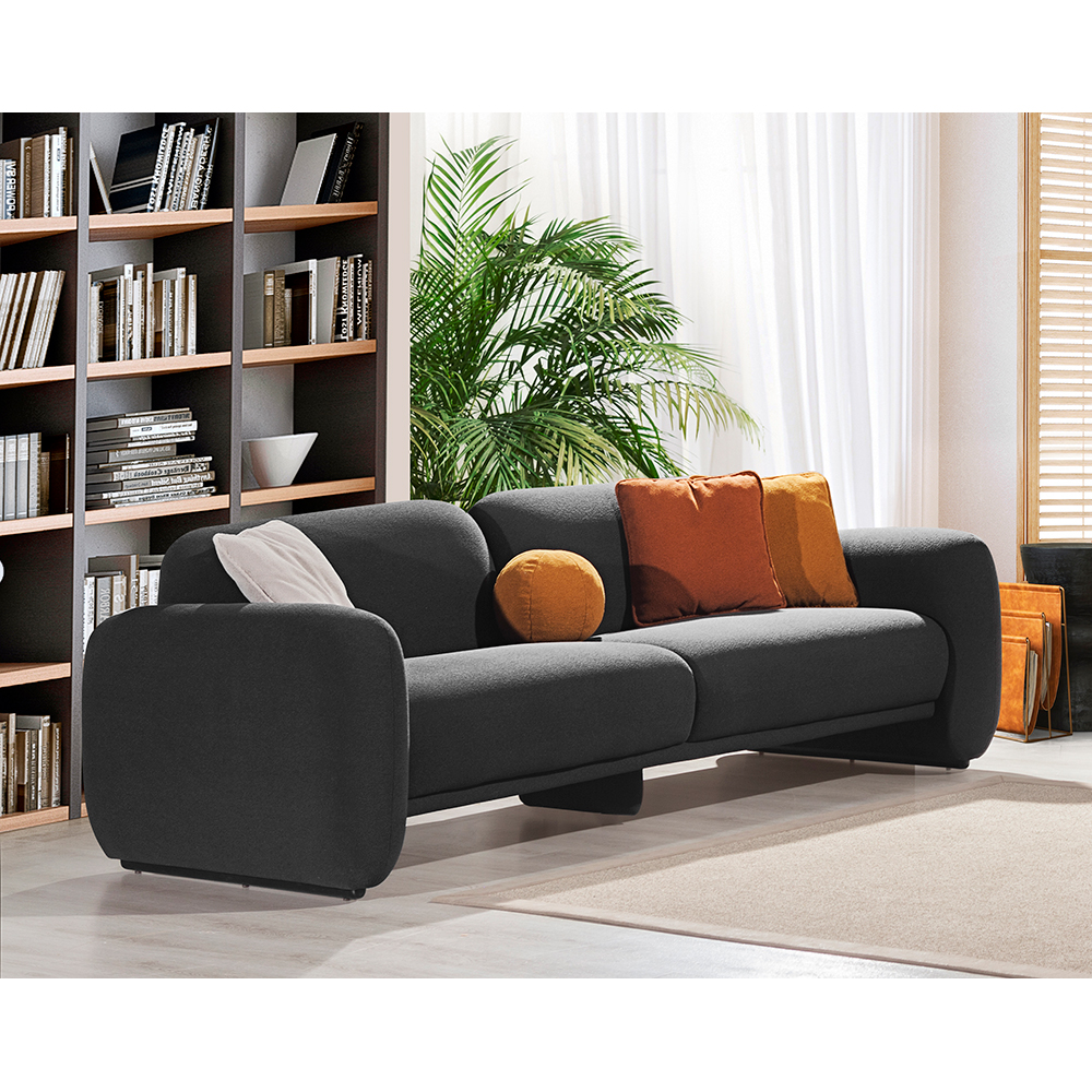 PUFFY ΚΑΝΑΠΕΣ 3ΘΕΣΙΟΣ ΓΚΡΙ ΣΚΟΥΡΟ 240x110x85 - Image 2