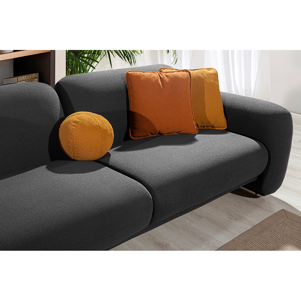 PUFFY ΚΑΝΑΠΕΣ 3ΘΕΣΙΟΣ ΓΚΡΙ ΣΚΟΥΡΟ 240x110x85 - Image 3