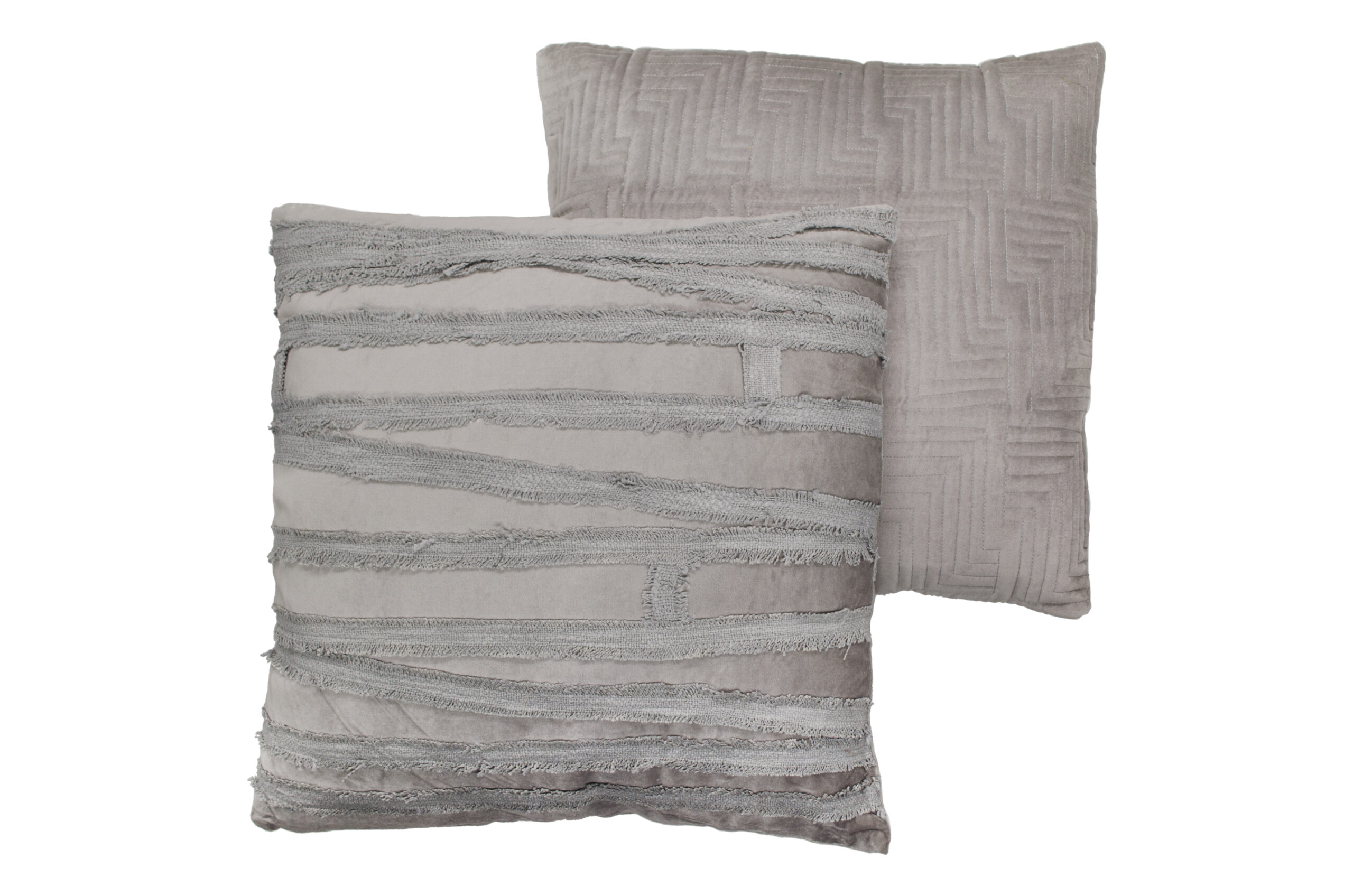 SILVER STRIPES ΔΙΑΚΟΣΜΗΤΙΚΟ ΜΑΞΙΛΑΡΙ 50x50x10 ΥΦΑΣΜΑ ΓΚΡΙ - Image 2