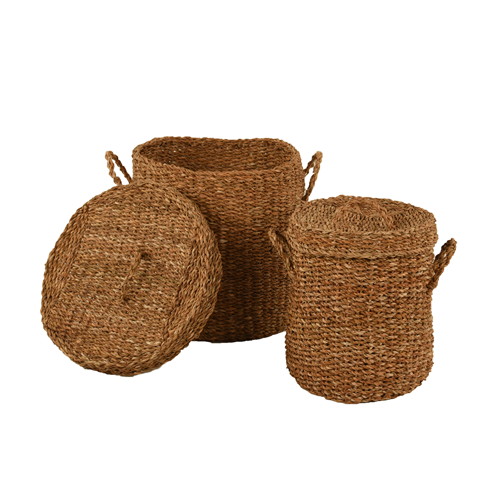 SEAGRASS ΚΑΛΑΘΙ ΜΕ ΚΑΠΑΚΙ SET 2ΤΜΧ 44x44x45 SEAGRASS ΦΥΣΙΚΟ - Image 4