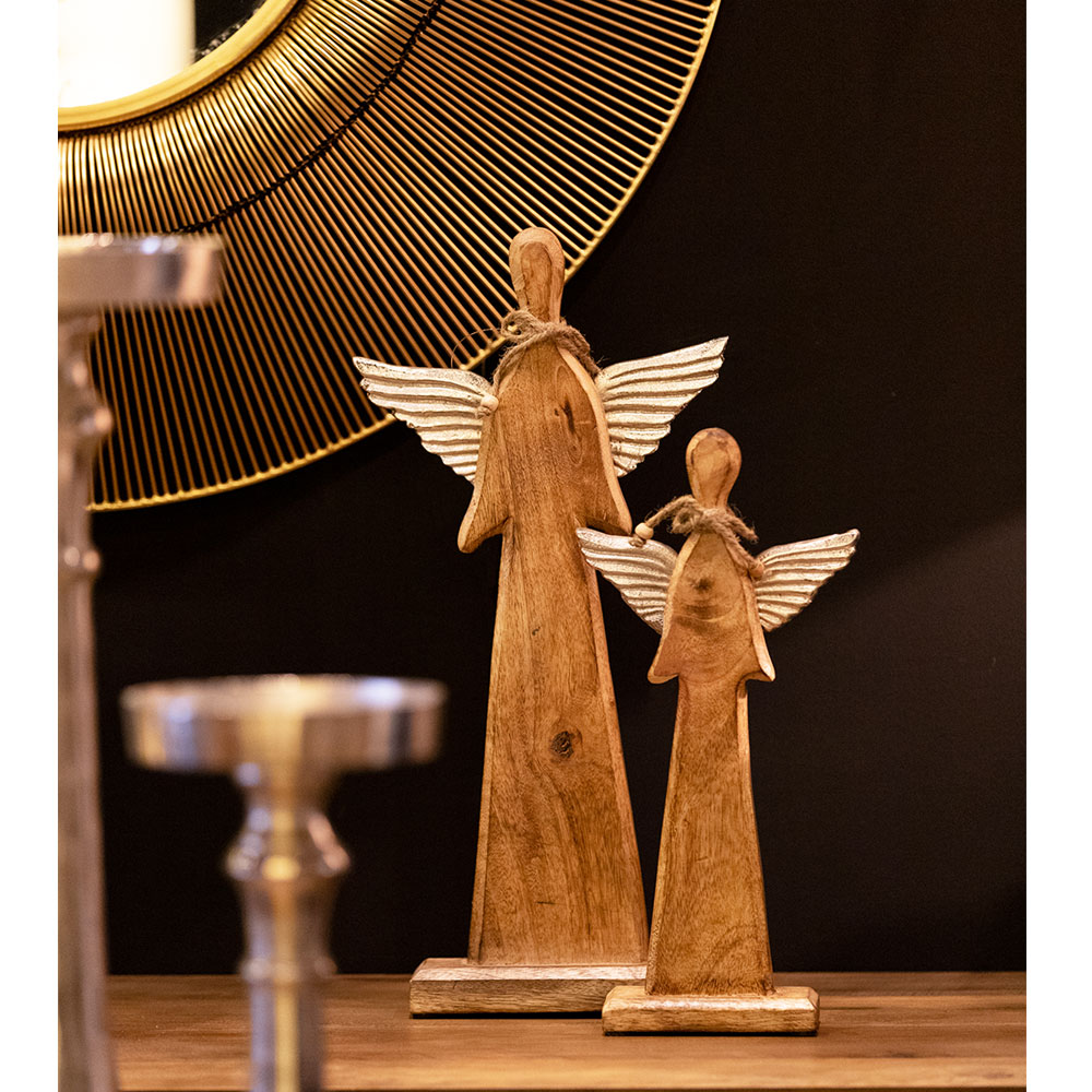 ANJO ΧΡΙΣΤΟΥΓΕΝΝΙΑΤΙΚΟ ΔΙΑΚΟΣΜΗΤΙΚΟ ΑΓΓΕΛΟΣ ΜΕ ΦΤΕΡΑ 21x6x43 ΞΥΛΟ MANGO ΦΥΣΙΚΟ ΑΣΗΜΙ ΑΛΟΥΜΙΝΙΟ - Image 2