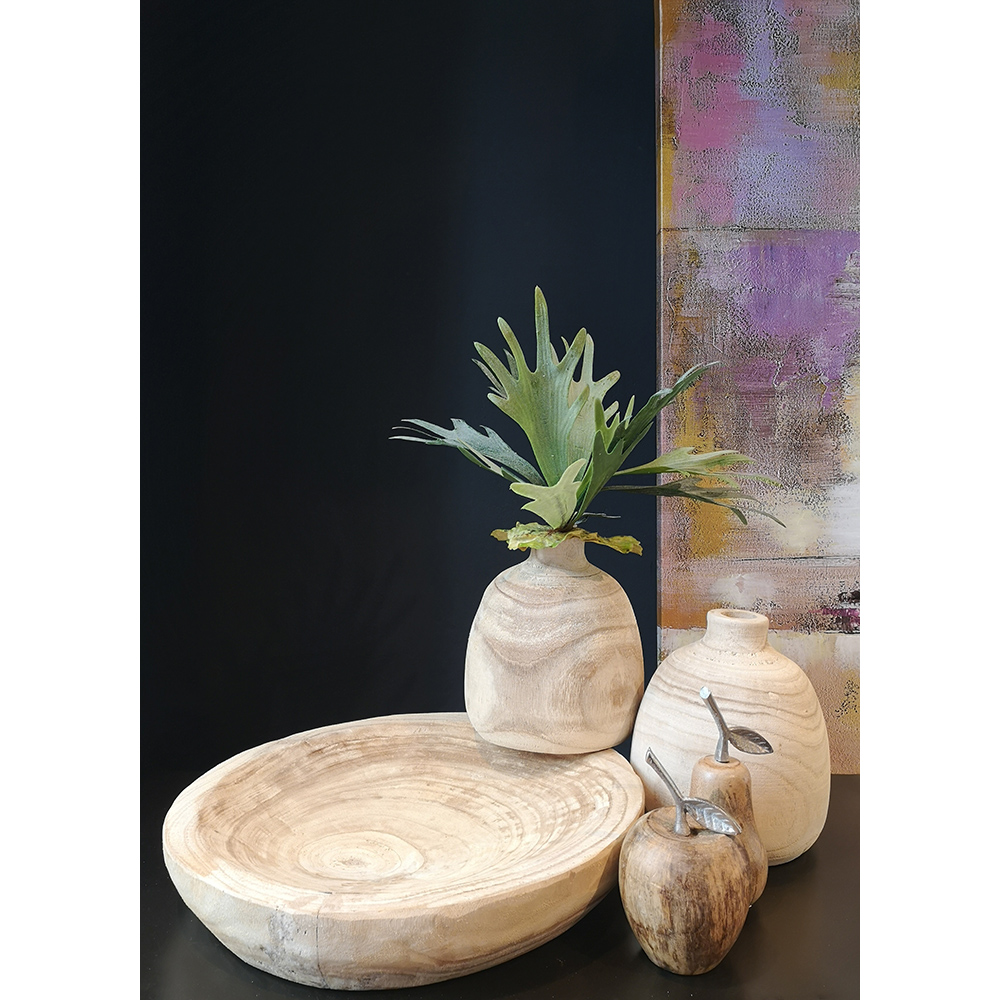 MALLO ΔΙΑΚΟΣΜΗΤΙΚΟ ΜΗΛΟ 14x14x20 ΞΥΛΟ MANGO ΦΥΣΙΚΟ ΑΣΗΜΙ ΑΛΟΥΜΙΝΙΟ - Image 2