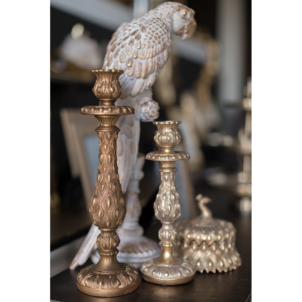 PEACOCK ΚΗΡΟΠΗΓΙΟ 10x10x33 POLYRESIN ΧΡΥΣΟ ΑΝΤΙΚΕ - Image 2