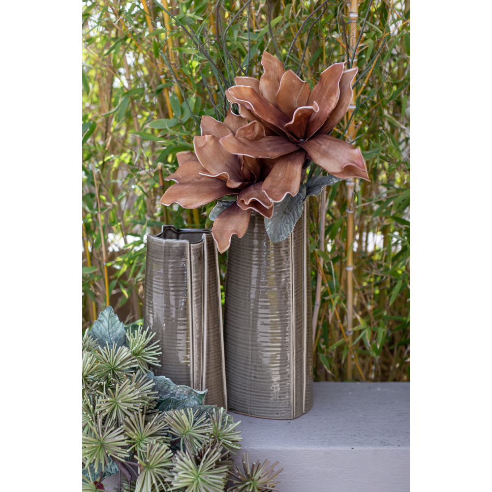 JUNGLE VASE 14x13x32 CERAMIC GREEN - Image 2