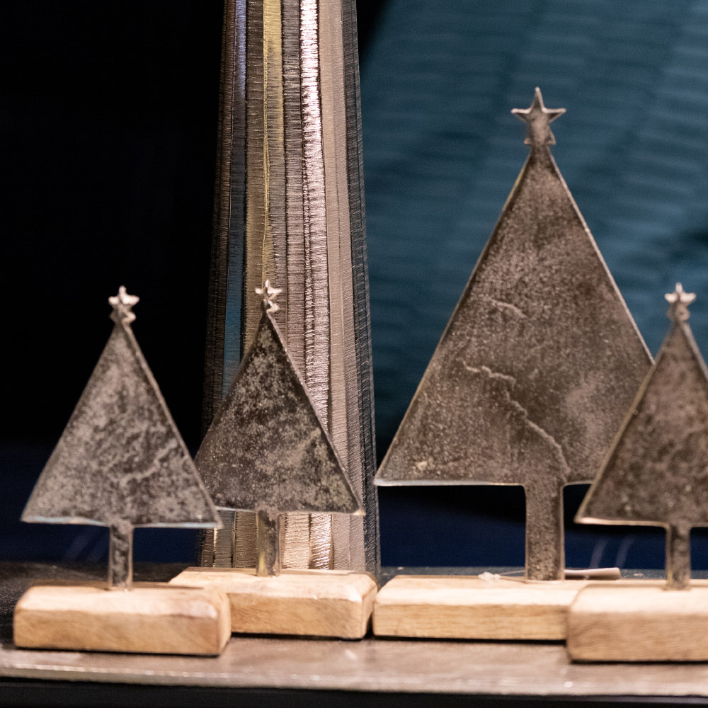 FELIZ ΧΡΙΣΤΟΥΓΕΝΝΙΑΤΙΚΟ ΔΙΑΚΟΣΜΗΤΙΚΟ ΔΕΝΤΡΟ 11x6x18 ΞΥΛΟ ΑΣΗΜΙ ΦΥΣΙΚΟ ΑΛΟΥΜΙΝΙΟ - Image 2