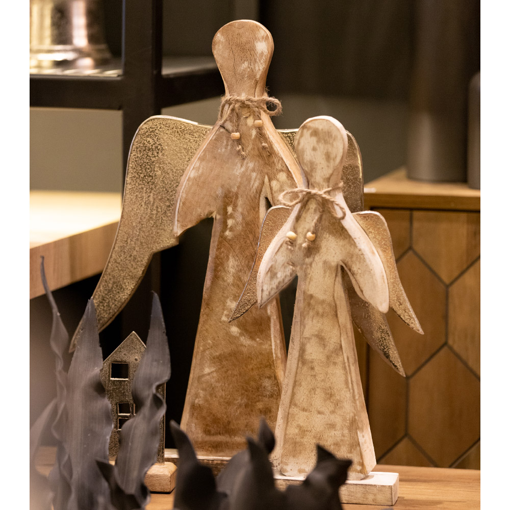 ENKEL ΧΡΙΣΤΟΥΓΕΝΝΙΑΤΙΚΟ ΔΙΑΚΟΣΜΗΤΙΚΟ ΑΓΓΕΛΟΣ 35x7x42 ΞΥΛΟ ΑΣΗΜΙ ΑΛΟΥΜΙΝΙΟ - Image 2