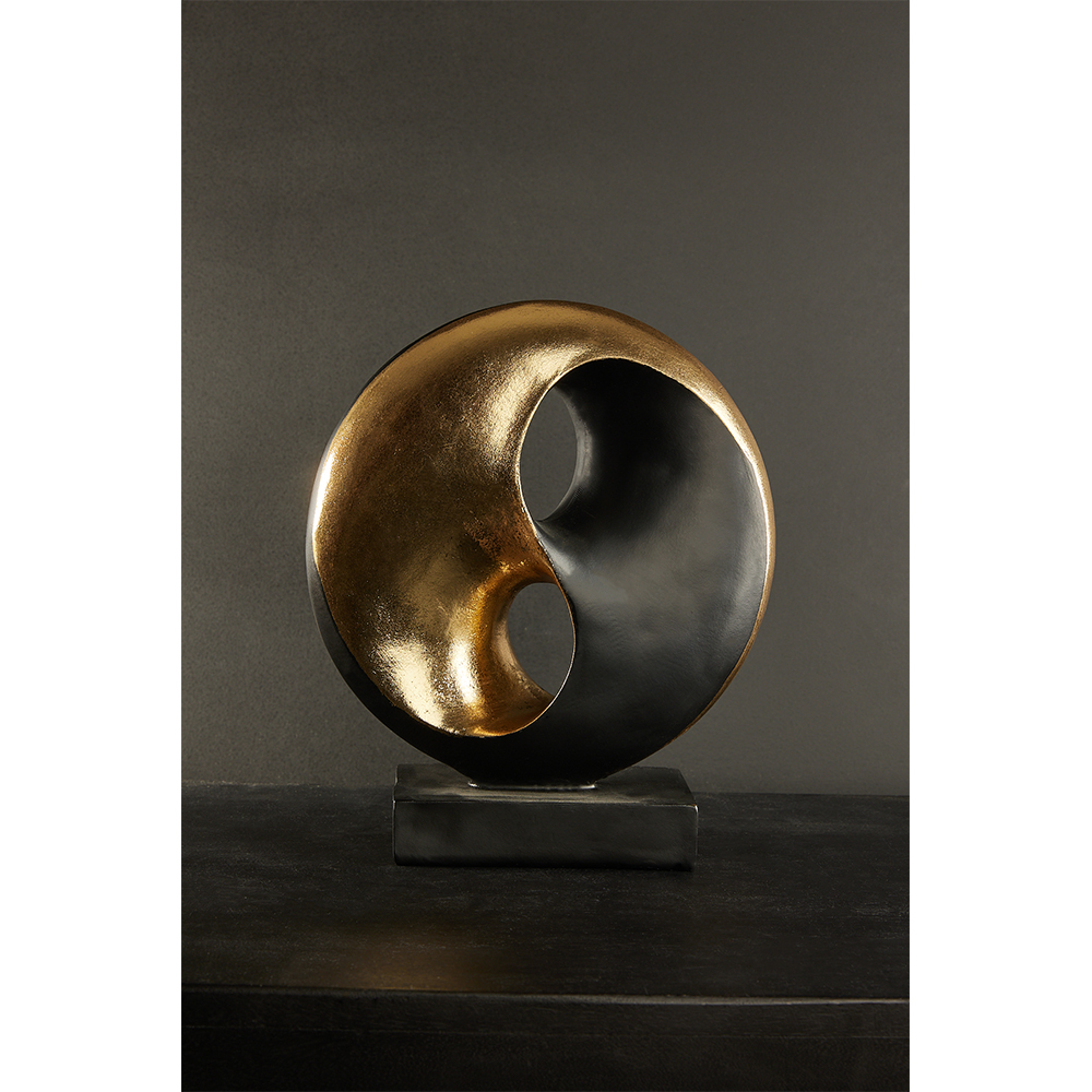 YIN YANG ΔΙΑΚΟΣΜΗΤΙΚΟ TOTEM 27x10x31 POLYRESIN ΧΡΥΣΟ ΜΑΥΡΟ - Image 2