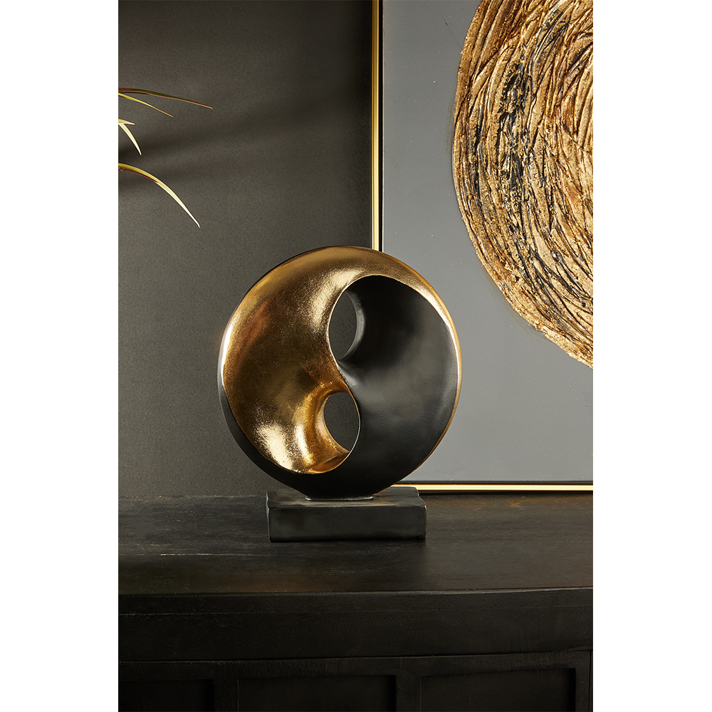 YIN YANG ΔΙΑΚΟΣΜΗΤΙΚΟ TOTEM 27x10x31 POLYRESIN ΧΡΥΣΟ ΜΑΥΡΟ - Image 3