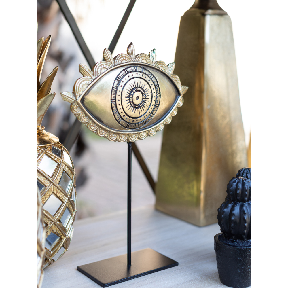 THE EYE ΔΙΑΚΟΣΜΗΤΙΚΟ TOTEM 19x7x30 POLYRESIN ΧΡΥΣΟ ΜΑΥΡΟ - Image 2