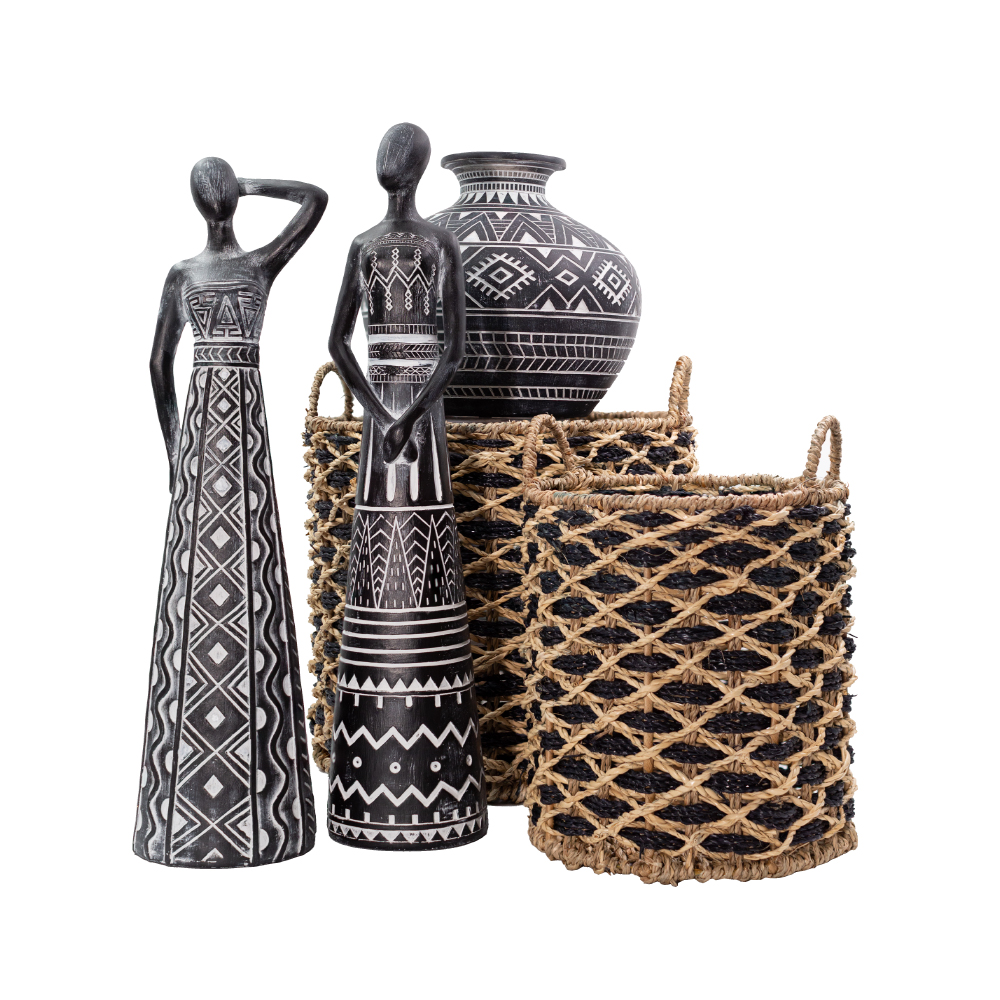 ROMBUS ΚΑΛΑΘΙ SET 5ΤΜΧ 43x43x39 SEAGRASS ΦΥΣΙΚΟ ΜΑΥΡΟ ΣΙΔΕΡΟ - Image 2