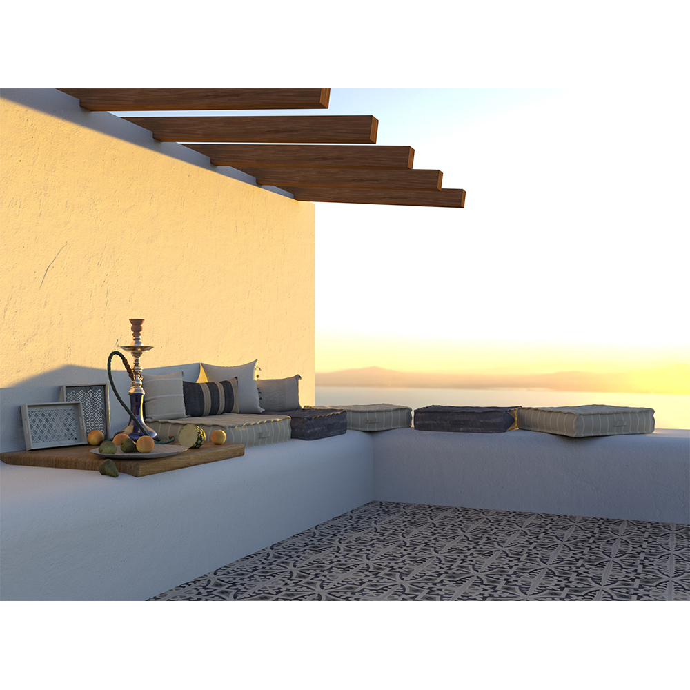 AMMOS 2 ΔΙΑΚΟΣΜΗΤΙΚΟ ΜΑΞΙΛΑΡΙ 50x50cm ΥΦΑΣΜΑ ΛΕΥΚΟ ΜΠΕΖ ΒΑΜΒΑΚΙ - Image 3