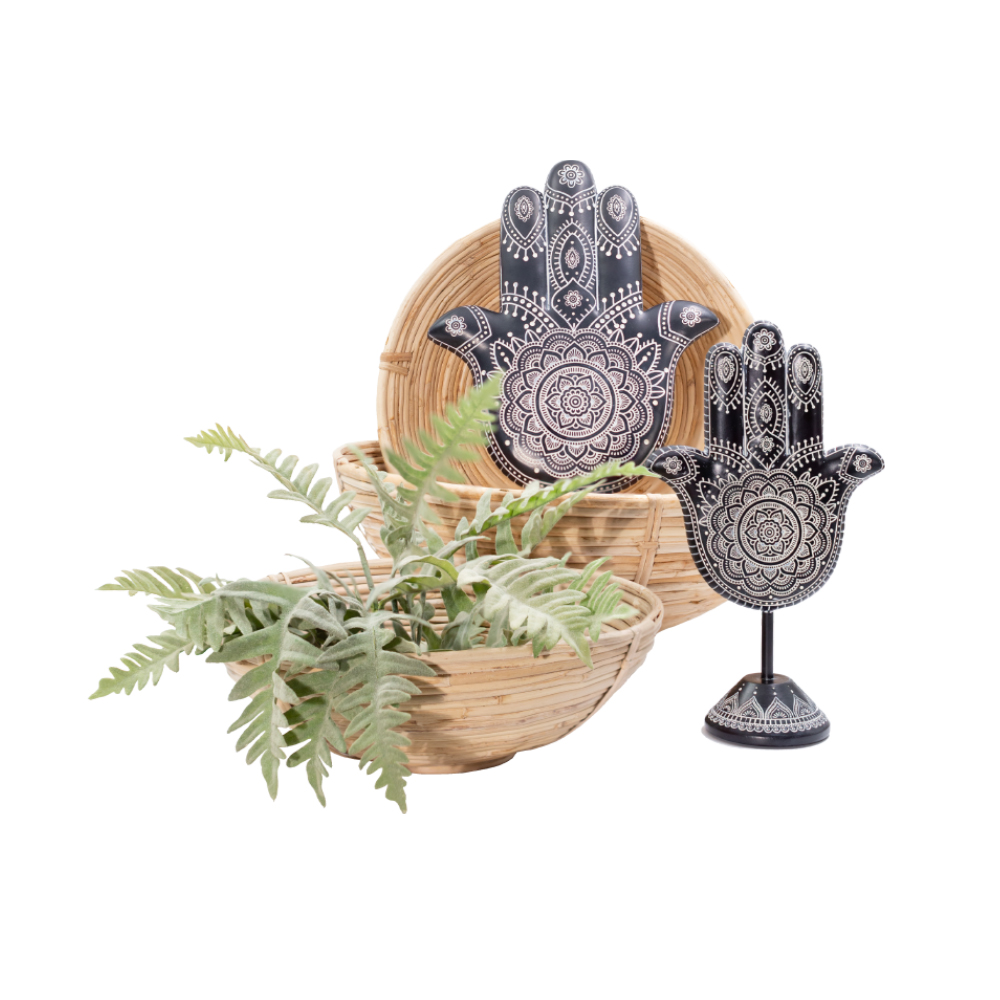HAMSA ΔΙΑΚΟΣΜΗΤΙΚΟ ΤΟΙΧΟΥ 25x3x30 POLYRESIN ΜΑΥΡΟ ΛΕΥΚΟ - Image 2