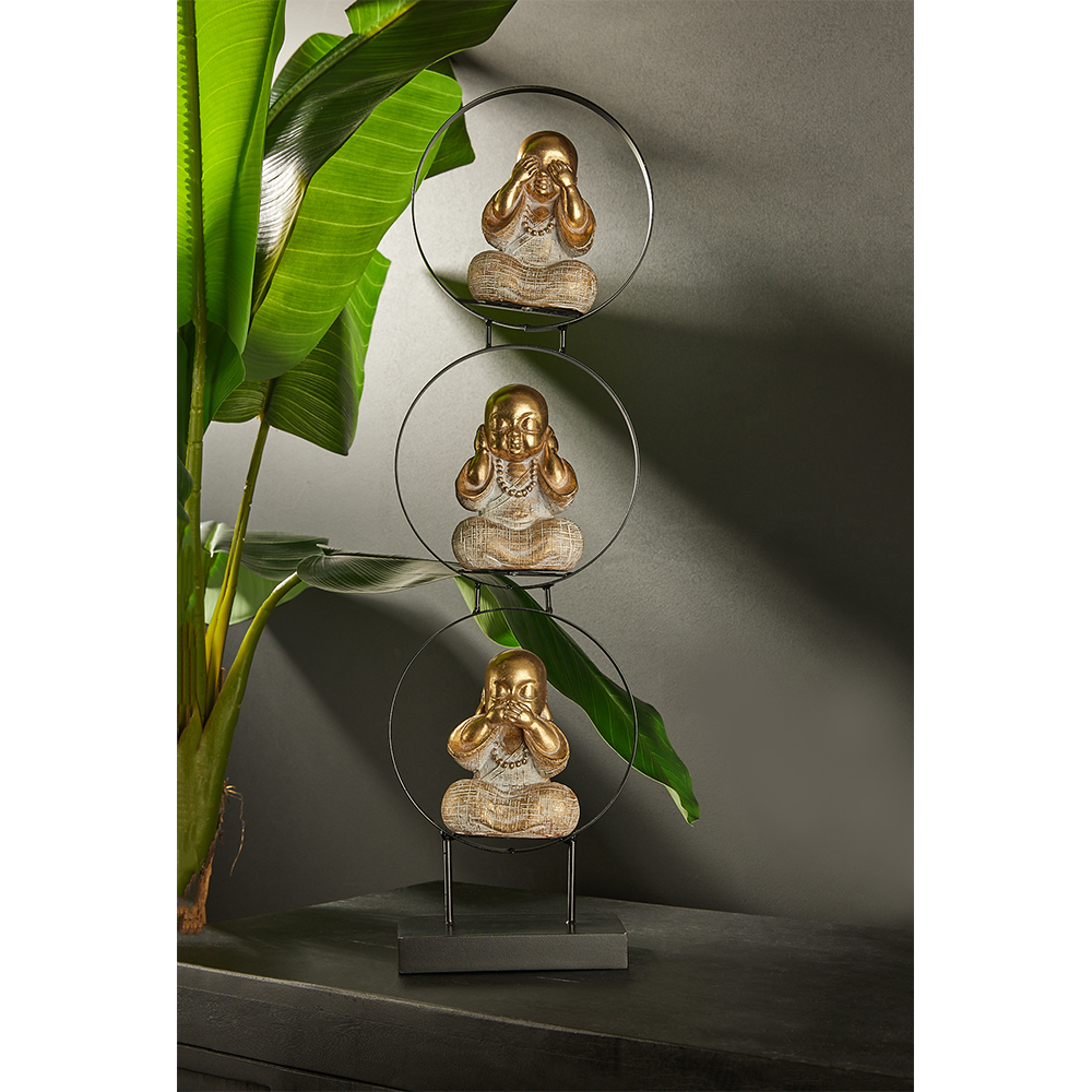 SAKYA ΔΙΑΚΟΣΜΗΤΙΚΟ TOTEM 18x9x64 POLYRESIN ΧΡΥΣΟ ΜΑΥΡΟ - Image 2