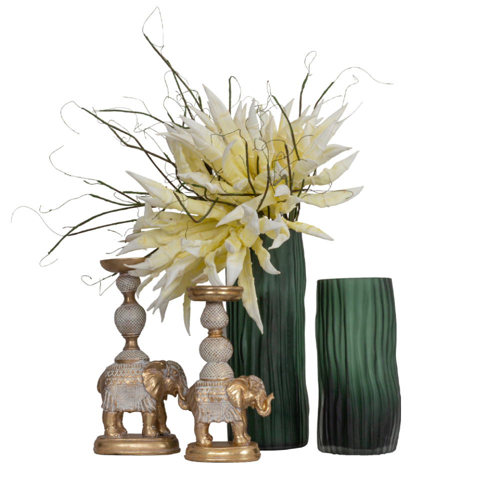 ELEPHAS 2 ΚΗΡΟΠΗΓΙΟ 18x10x33 POLYRESIN ΧΡΥΣΟ ΛΕΥΚΟ - Image 2