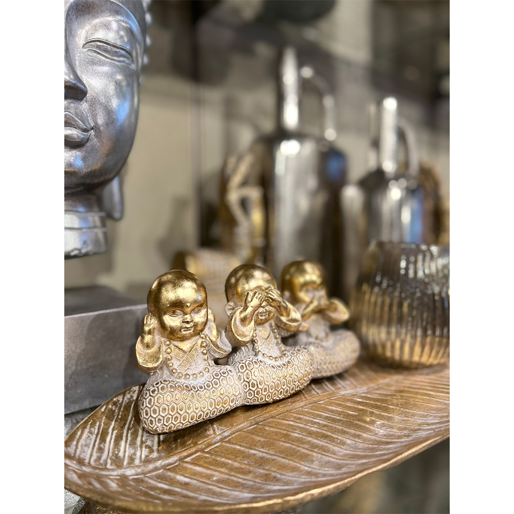 MAHATMA ΔΙΑΚΟΣΜΗΤΙΚΟ ΦΥΛΛΟ 44x16x11 POLYRESIN ΧΡΥΣΟ - Image 4
