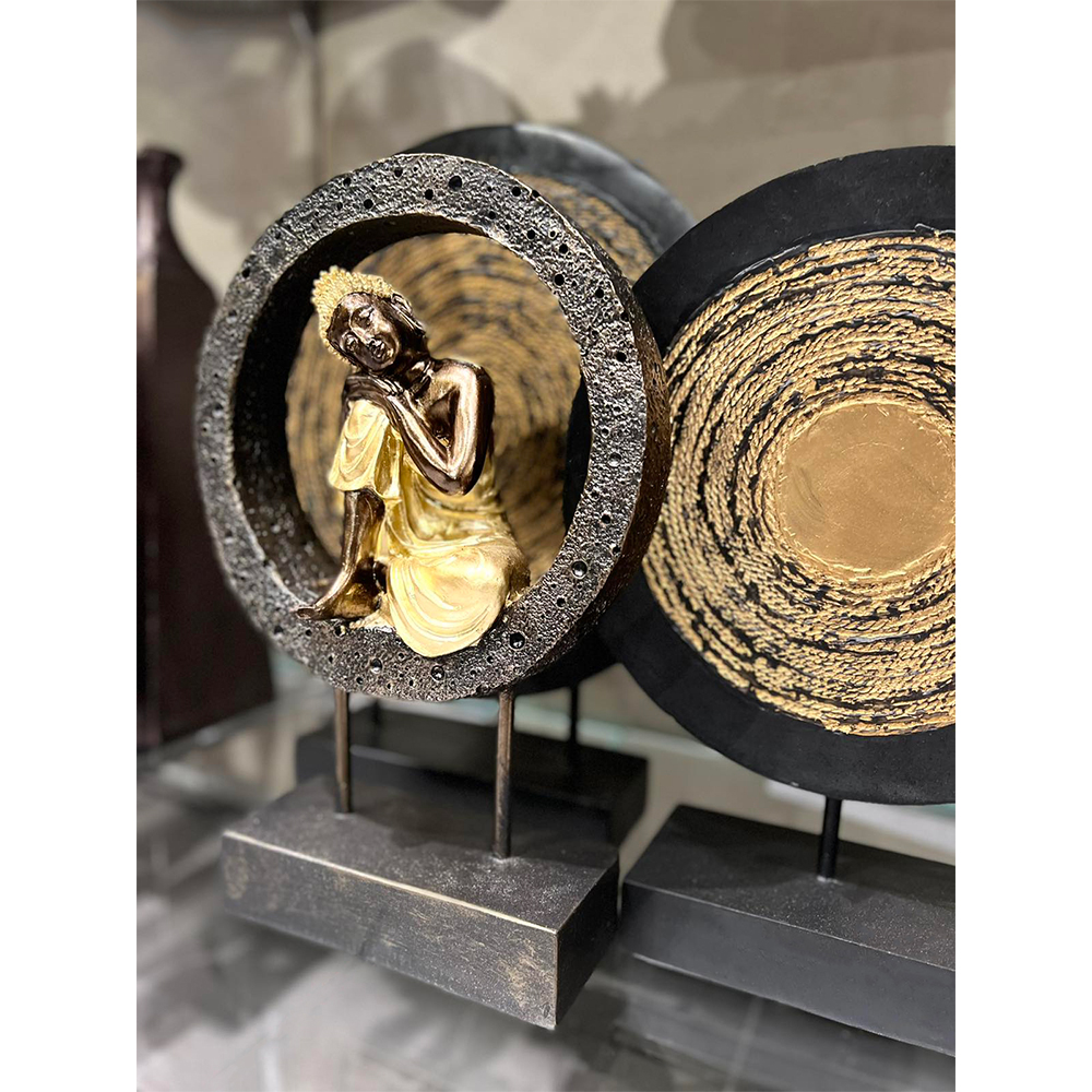 HAUSA 1 ΔΙΑΚΟΣΜΗΤΙΚΟ TOTEM 27x10x35 POLYRESIN ΜΑΥΡΟ ΧΡΥΣΟ ΜΕΤΑΛΛΟ - Image 3