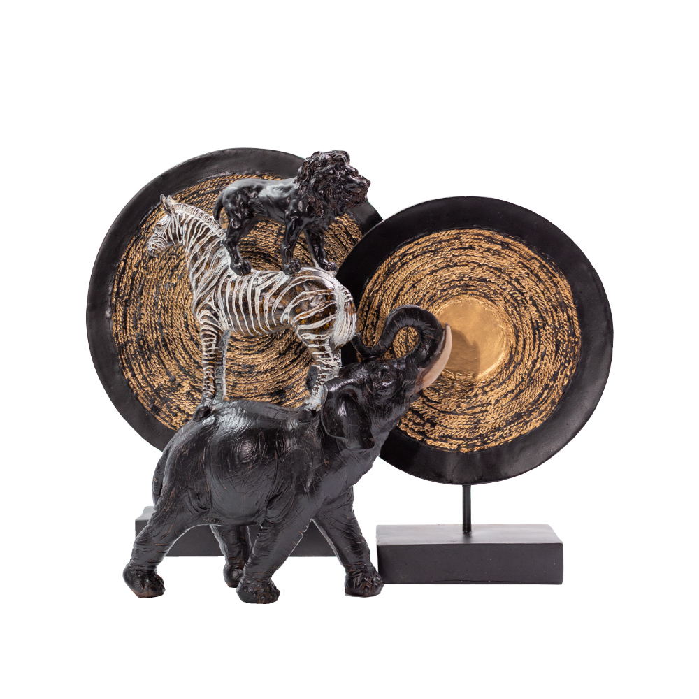 HAUSA 2 ΔΙΑΚΟΣΜΗΤΙΚΟ TOTEM 33x8x40 POLYRESIN ΜΑΥΡΟ ΧΡΥΣΟ ΜΕΤΑΛΛΟ - Image 2