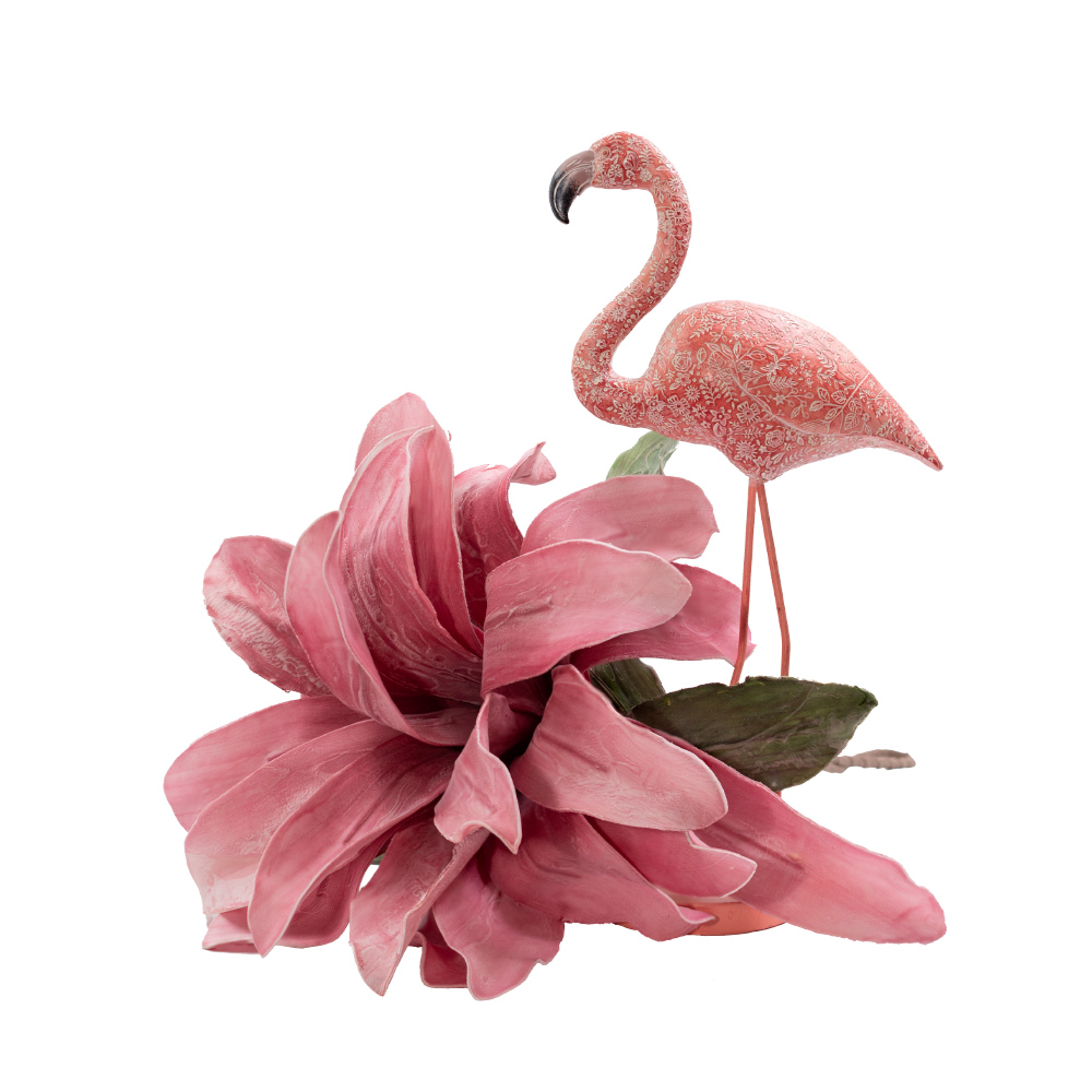 ROSEUS ΔΙΑΚΟΣΜΗΤΙΚΟ ΦΛΑΜΙΝΓΚΟ 24x12x46 POLYRESIN ΡΟΖ - Image 4