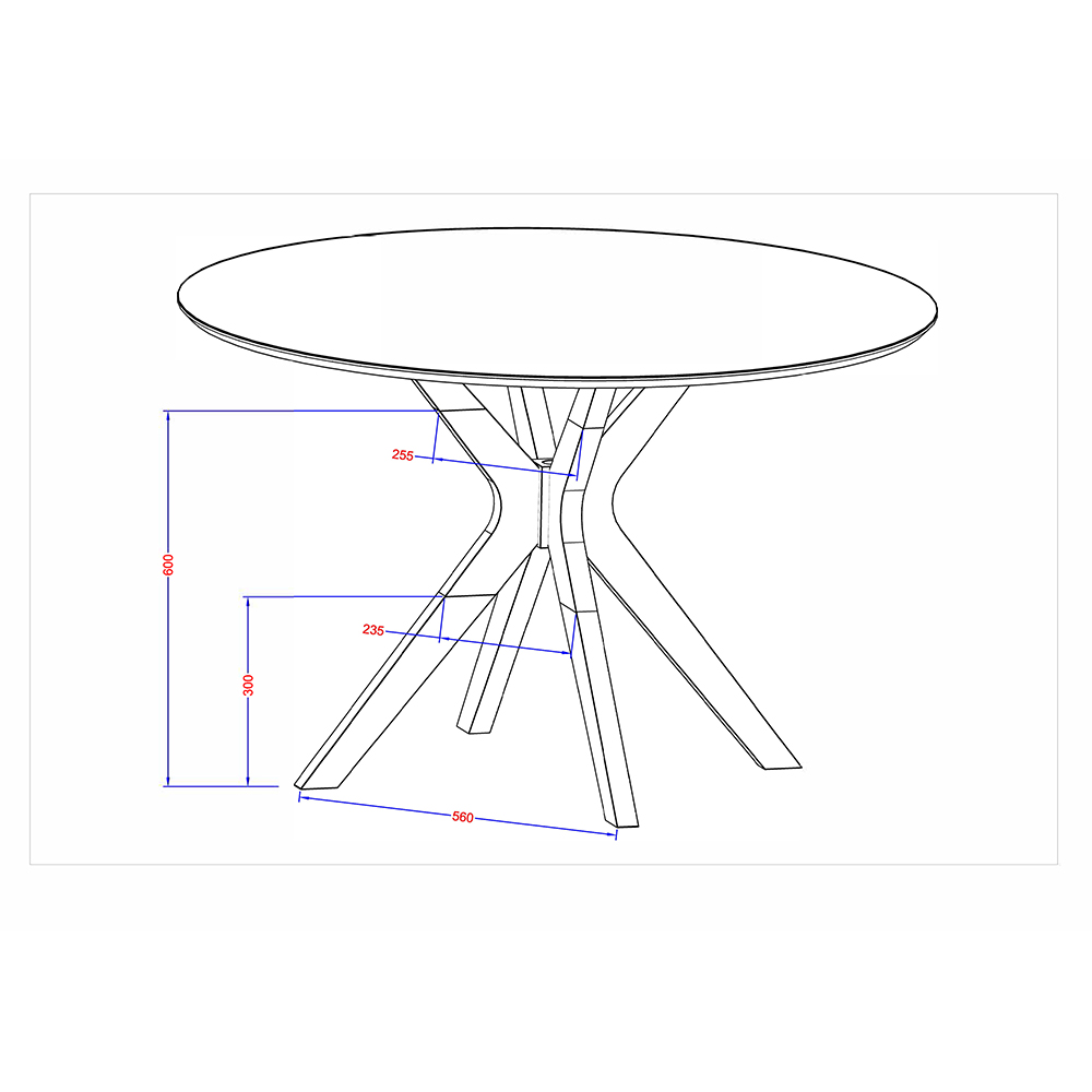 BOOMERANG ΤΡΑΠΕΖΙ ΦΥΣΙΚΟ ΜΑΥΡΟ 110x110x74 - Image 3