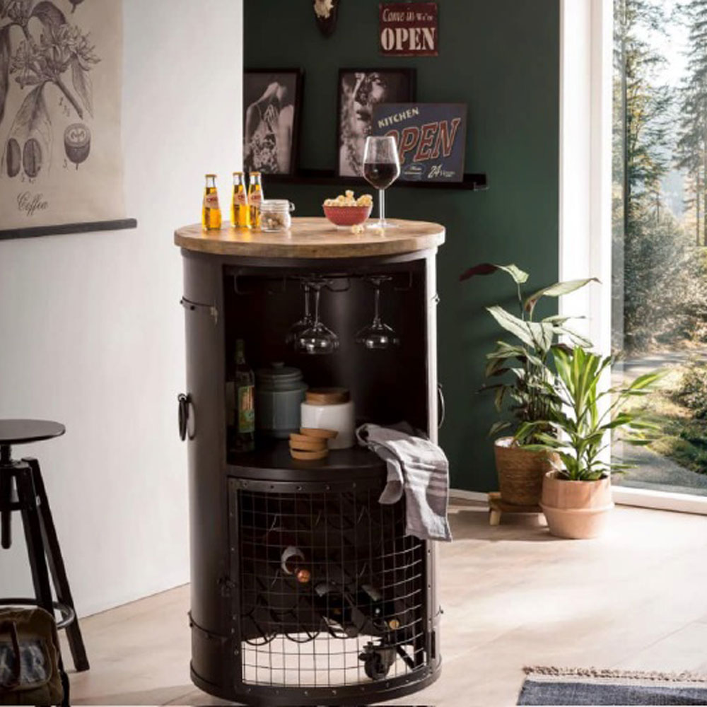 TANK ΤΡΑΠΕΖΙ BAR ΓΚΡΙ ΣΚΟΥΡΟ ΦΥΣΙΚΟ 65x65xH116cm - Image 2