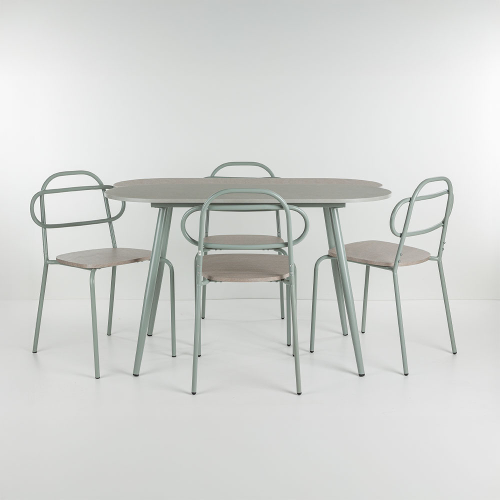 ITALIAN ΤΡΑΠΕΖΑΡΙΑ SET 4+1 ΠΕΤΡΑ ΑΝΟΙΧΤΟ ΓΚΡΙ 120x75x75cm