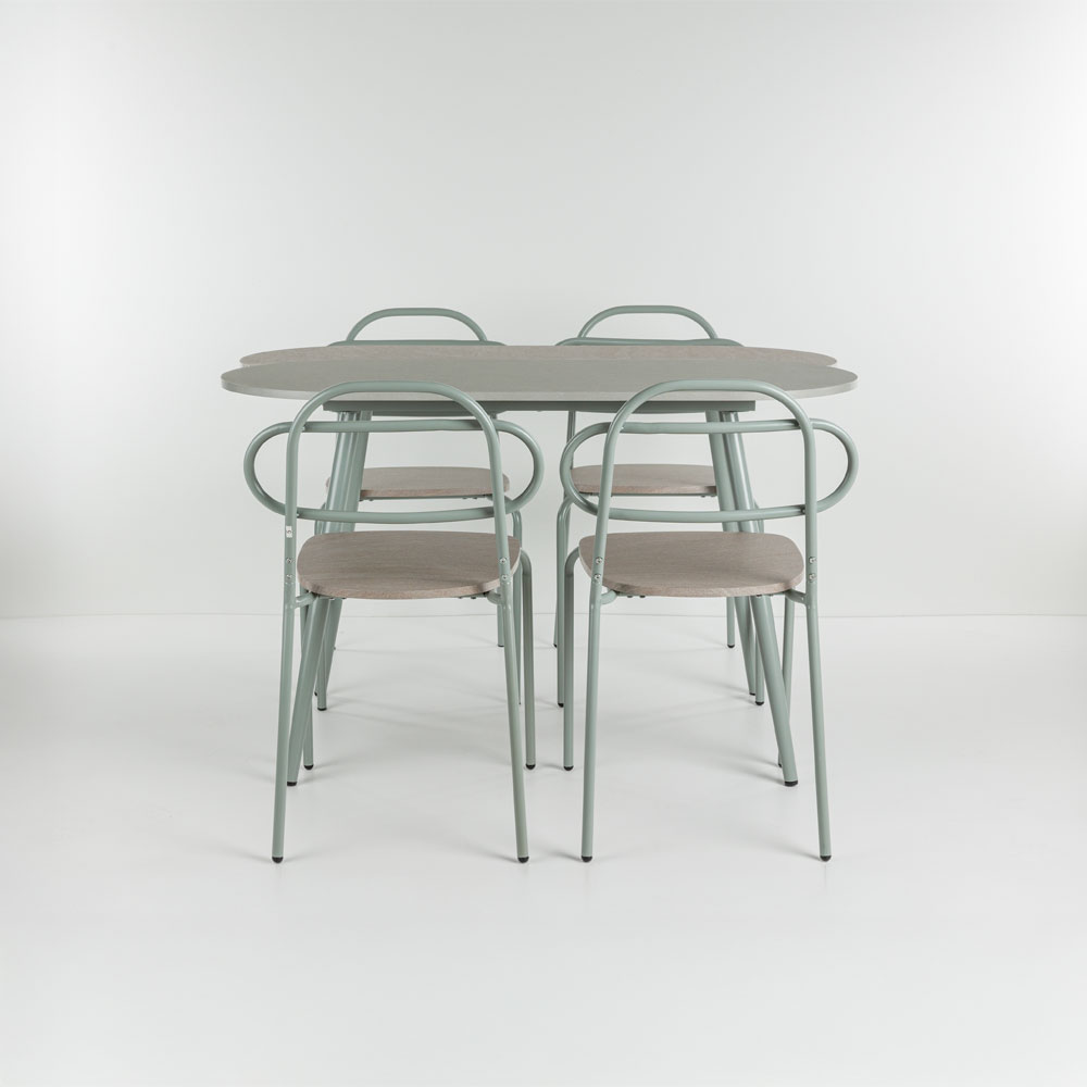 ITALIAN ΤΡΑΠΕΖΑΡΙΑ SET 4+1 ΠΕΤΡΑ ΑΝΟΙΧΤΟ ΓΚΡΙ 120x75x75cm - Image 3