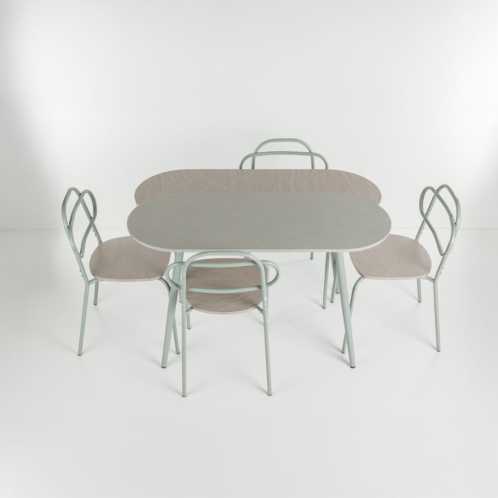 ITALIAN ΤΡΑΠΕΖΑΡΙΑ SET 4+1 ΠΕΤΡΑ ΑΝΟΙΧΤΟ ΓΚΡΙ 120x75x75cm - Image 4