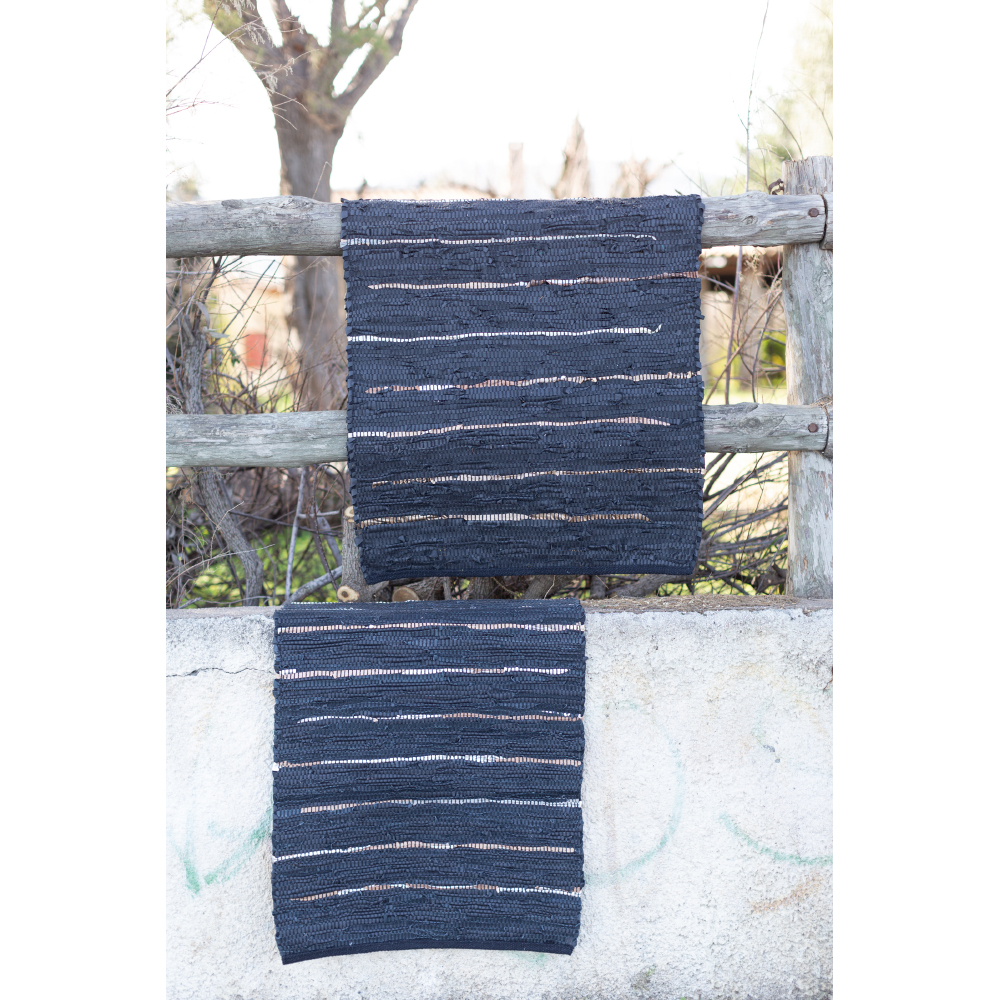 LINES ΧΑΛΑΚΙ 60x90 ΔΕΡΜΑ ΜΑΥΡΟ ΜΠΕΖ ΛΕΥΚΟ - Image 2