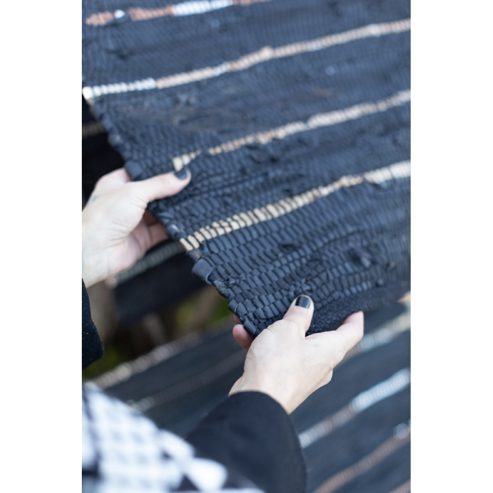 LINES ΧΑΛΑΚΙ 60x90 ΔΕΡΜΑ ΜΑΥΡΟ ΜΠΕΖ ΛΕΥΚΟ - Image 3