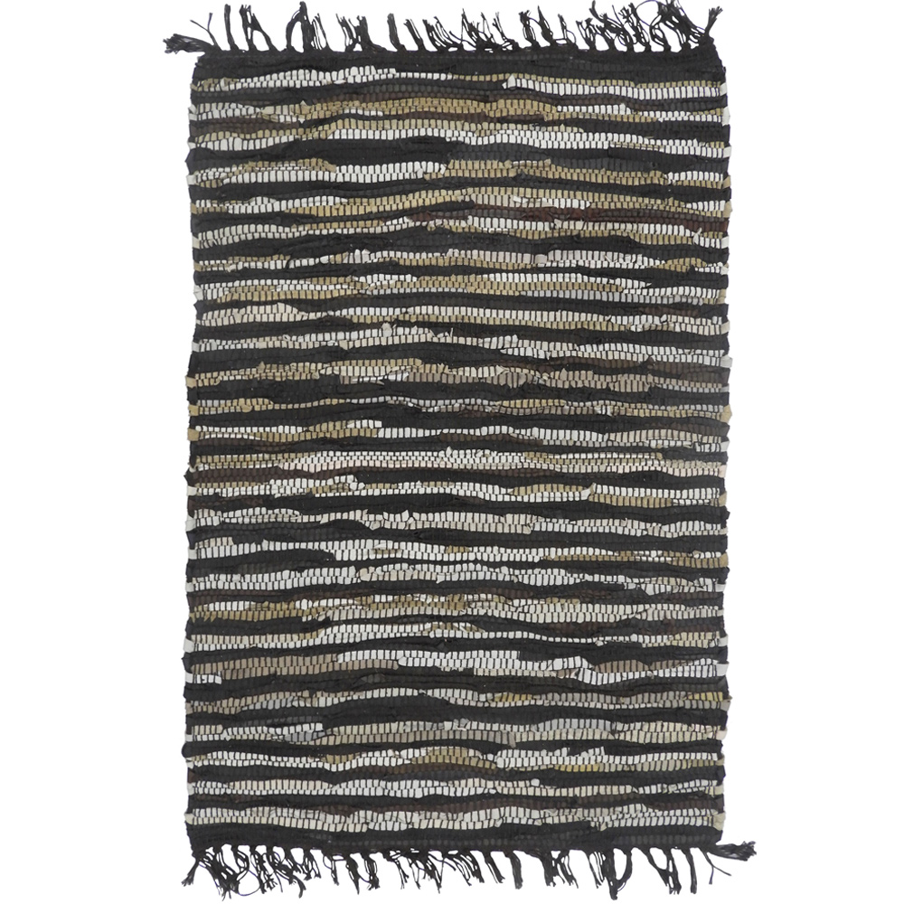 BOHO ΧΑΛΑΚΙ 60x90 ΔΕΡΜΑ ΜΑΥΡΟ ΜΠΕΖ