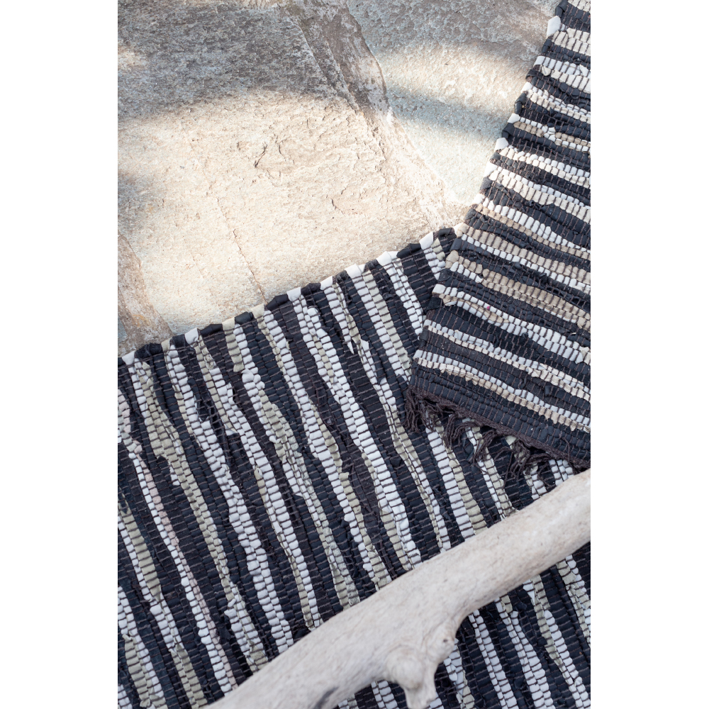 BOHO ΧΑΛΑΚΙ 60x90 ΔΕΡΜΑ ΜΑΥΡΟ ΜΠΕΖ - Image 2