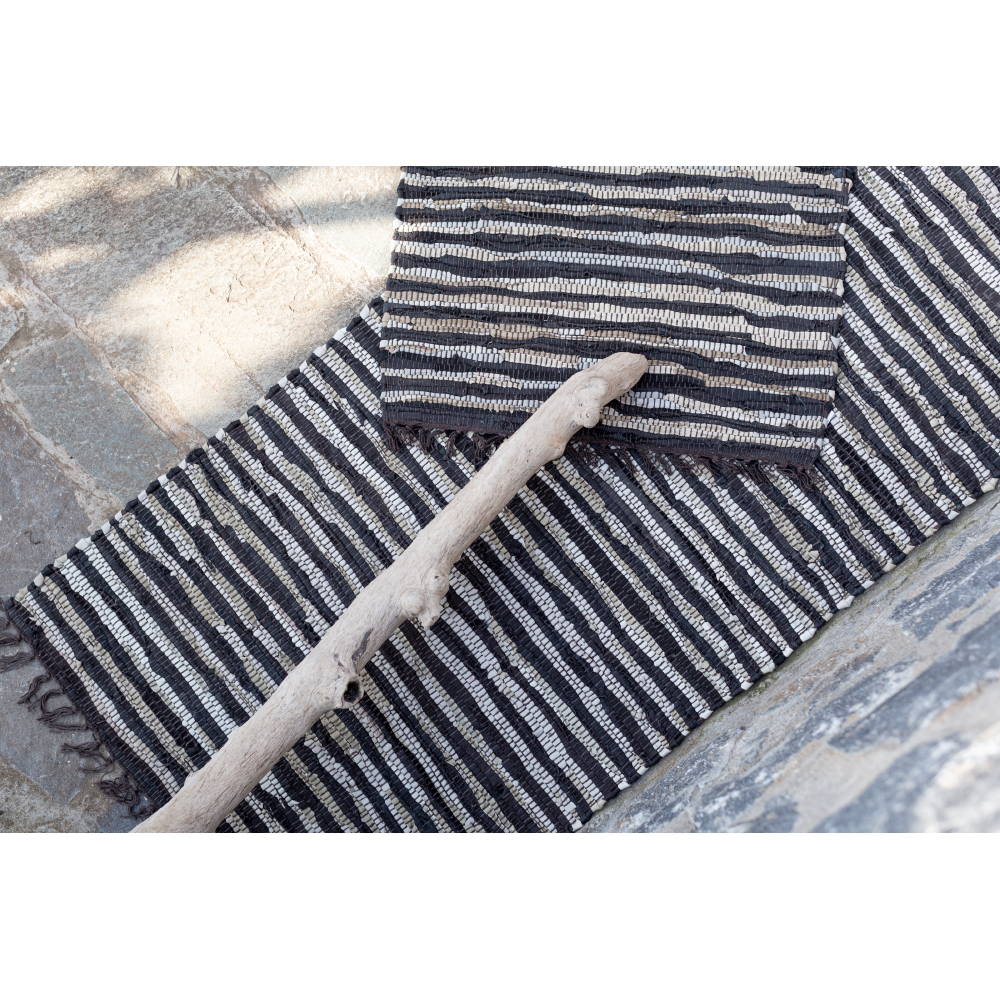 BOHO ΧΑΛΑΚΙ 60x90 ΔΕΡΜΑ ΜΑΥΡΟ ΜΠΕΖ - Image 3