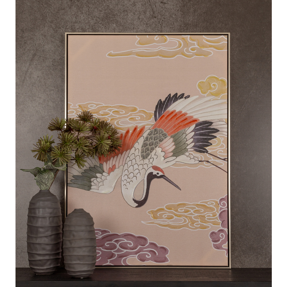 CRANES IN COLOR ΠΙΝΑΚΑΣ ΔΙΑΚΟΣΜΗΣΗΣ 70x100x5 ΚΑΜΒΑΣ ΠΟΛΥΧΡΩΜΟ ΞΥΛΟ - Image 2