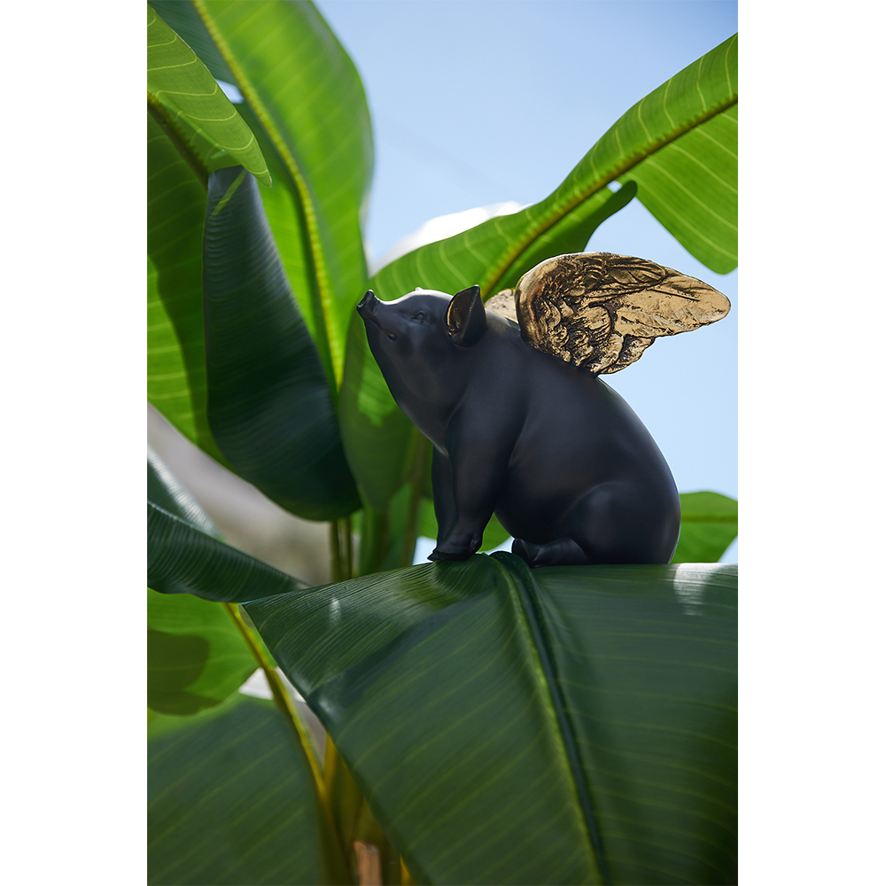 PIGGY ΔΙΑΚΟΣΜΗΤΙΚΟ ΓΟΥΡΟΥΝΙ 26x17x23 POLYRESIN ΜΑΥΡΟ ΧΡΥΣΟ - Image 2