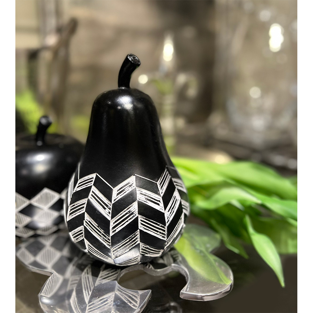 FRUIT BLACK 1 ΔΙΑΚΟΣΜΗΤΙΚΟ ΑΧΛΑΔΙ 11x11x17 POLYRESIN ΜΑΥΡΟ ΛΕΥΚΟ - Image 2