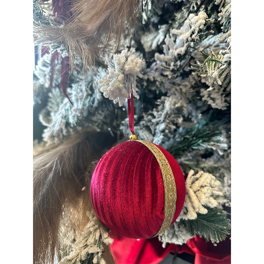 GLAM RED ΧΡΙΣΤΟΥΓΕΝΝΙΑΤΙΚΗ ΜΠΑΛΑ 10x10x10 POLYFOAM ΚΟΚΚΙΝΟ ΧΡΥΣΟ ΥΦΑΣΜΑ - Image 2