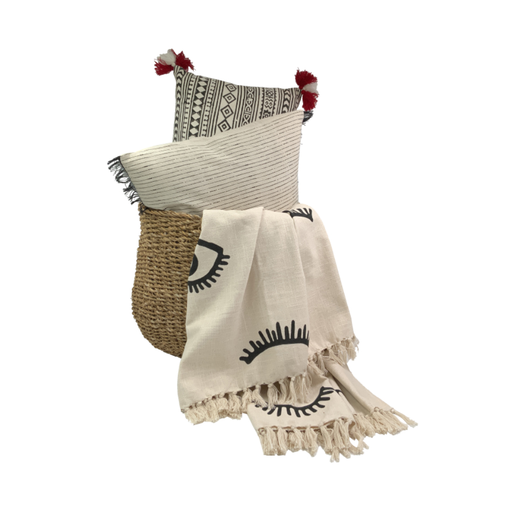 EYES WHITE ΡΙΧΤΑΡΙ ΔΙΑΚΟΣΜΗΤΙΚΟ 130x170 ΒΑΜΒΑΚΙ ΛΕΥΚΟ ΜΑΥΡΟ - Image 2