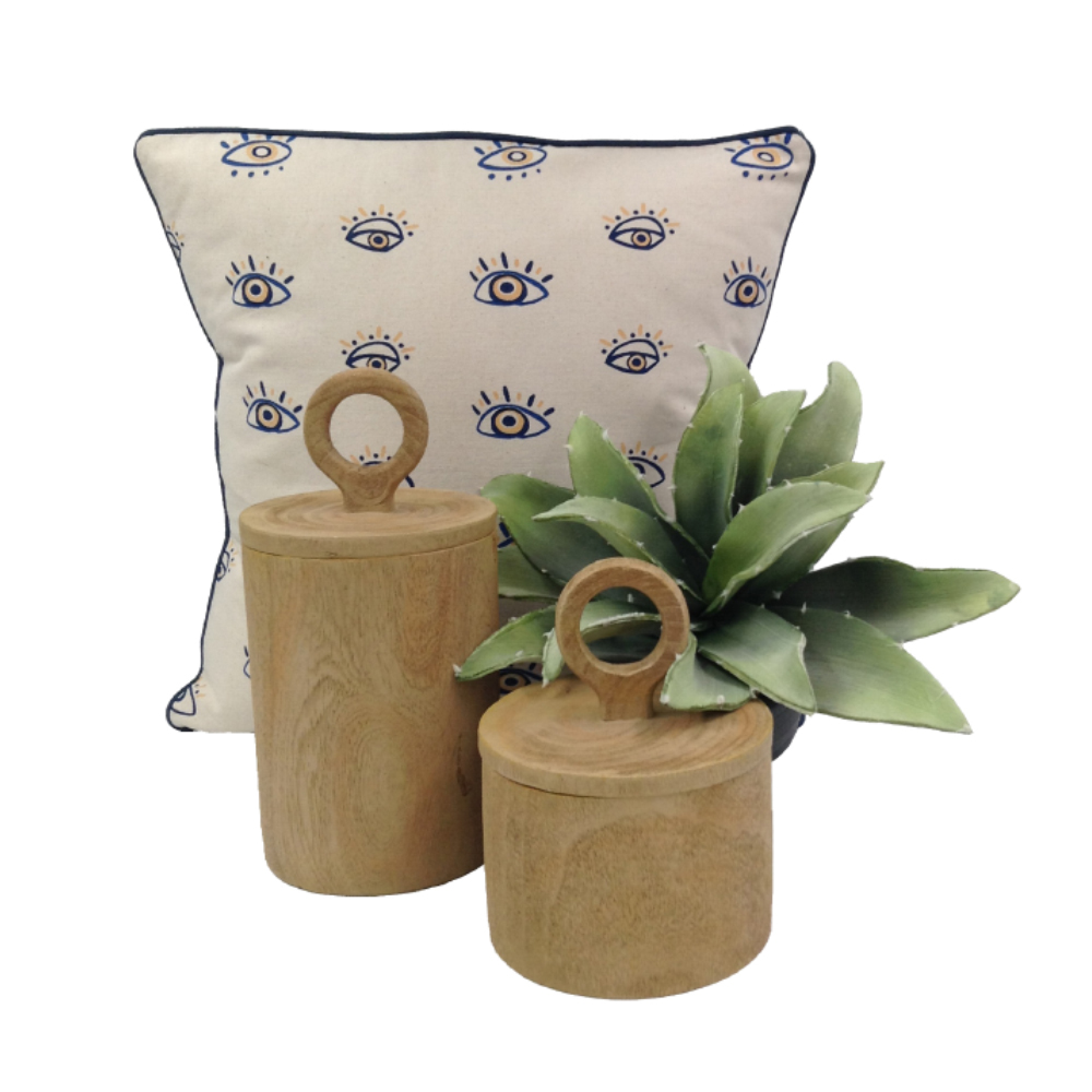 EYES ΔΙΑΚΟΣΜΗΤΙΚΟ ΜΑΞΙΛΑΡΙ 45x45 ΒΑΜΒΑΚΙ ΛΕΥΚΟ ΜΠΛΕ - Image 2