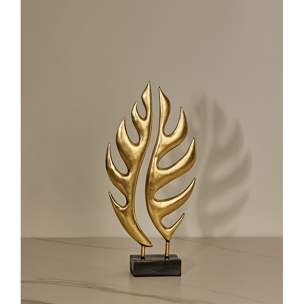 LEAF ΔΙΑΚΟΣΜΗΤΙΚΟ TOTEM 20x6x41 POLYRESIN ΧΡΥΣΟ ΜΑΥΡΟ - Image 2
