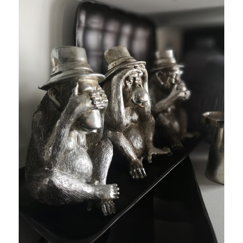 MONKIES ΔΙΑΚΟΣΜΗΤΙΚΟ ΜΑΪΜΟΥ SET 3ΤΜΧ 14x13x22 POLYRESIN ΑΣΗΜΙ - Image 2