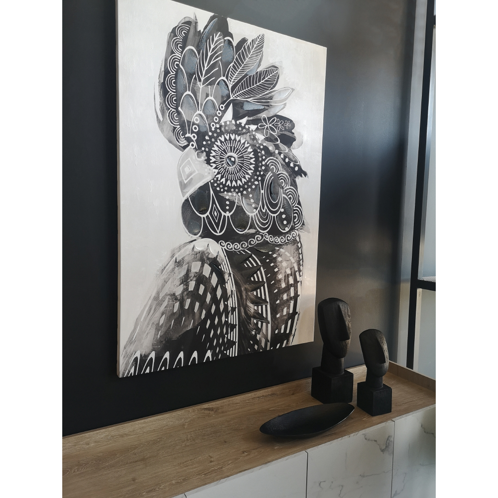 BLACK MAJOR ΠΙΝΑΚΑΣ ΔΙΑΚΟΣΜΗΣΗΣ 80x120x4 ΚΑΜΒΑΣ ΛΕΥΚΟ ΜΑΥΡΟ ΞΥΛΟ - Image 2