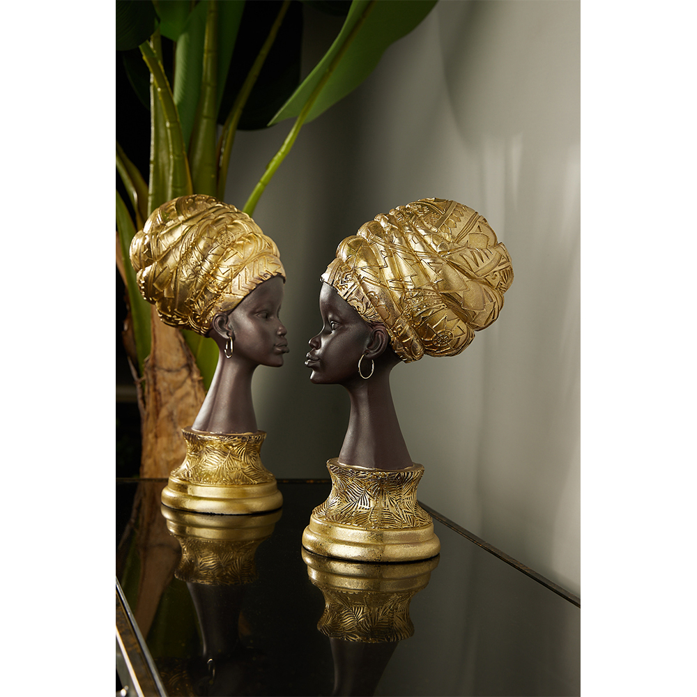 AFRICAN QUEEN ΔΙΑΚΟΣΜΗΤΙΚΗ ΦΙΓΟΥΡΑ 10x15x26 POLYRESIN ΧΡΥΣΟ ΜΑΥΡΟ - Image 2