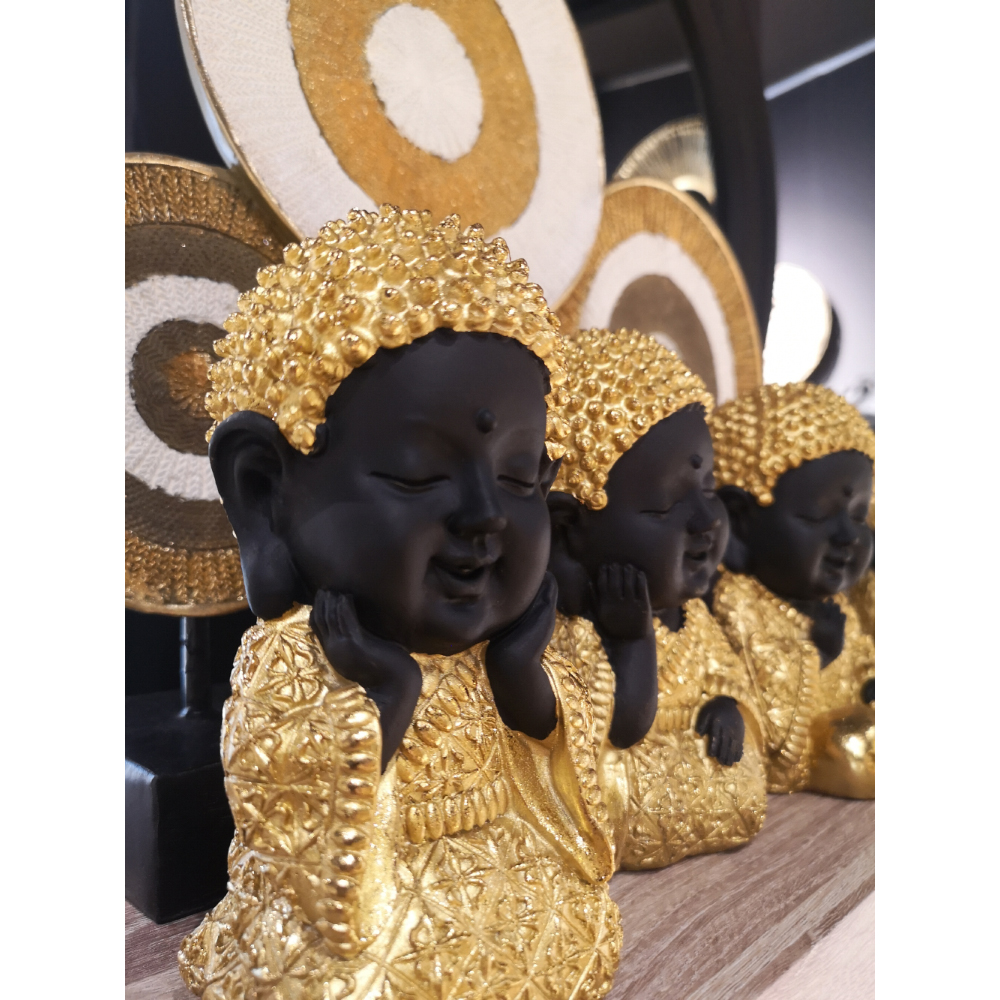 BABY BUDDHA ΔΙΑΚΟΣΜΗΤΙΚΟ ΒΟΥΔΑΣ 12x10x17 POLYRESIN ΧΡΥΣΟ ΜΑΥΡΟ - Image 2