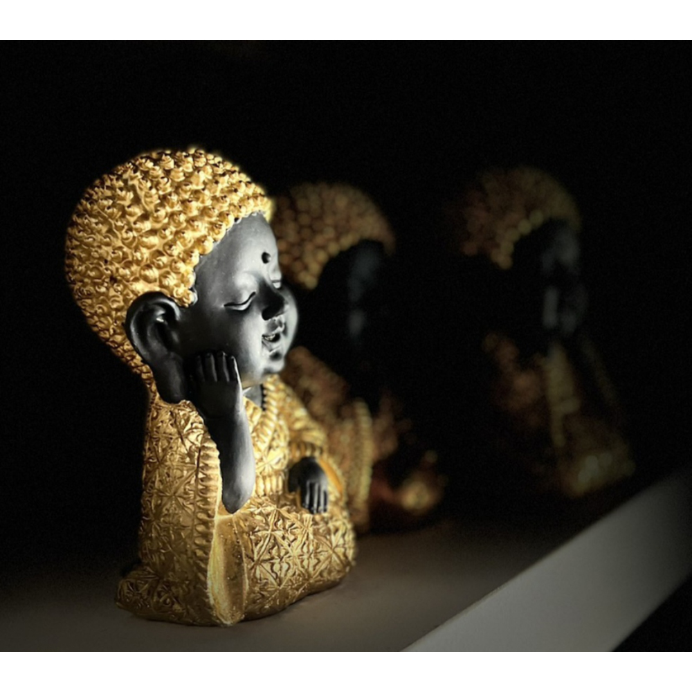 BABY BUDDHA ΔΙΑΚΟΣΜΗΤΙΚΟ ΒΟΥΔΑΣ 12x10x17 POLYRESIN ΧΡΥΣΟ ΜΑΥΡΟ - Image 2