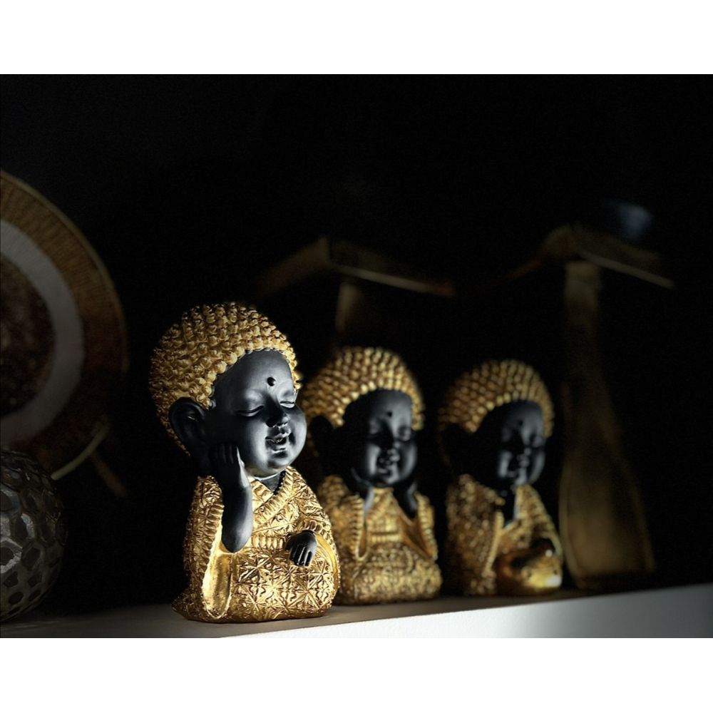 BABY BUDDHA ΔΙΑΚΟΣΜΗΤΙΚΟ ΒΟΥΔΑΣ 12x10x17 POLYRESIN ΧΡΥΣΟ ΜΑΥΡΟ - Image 3