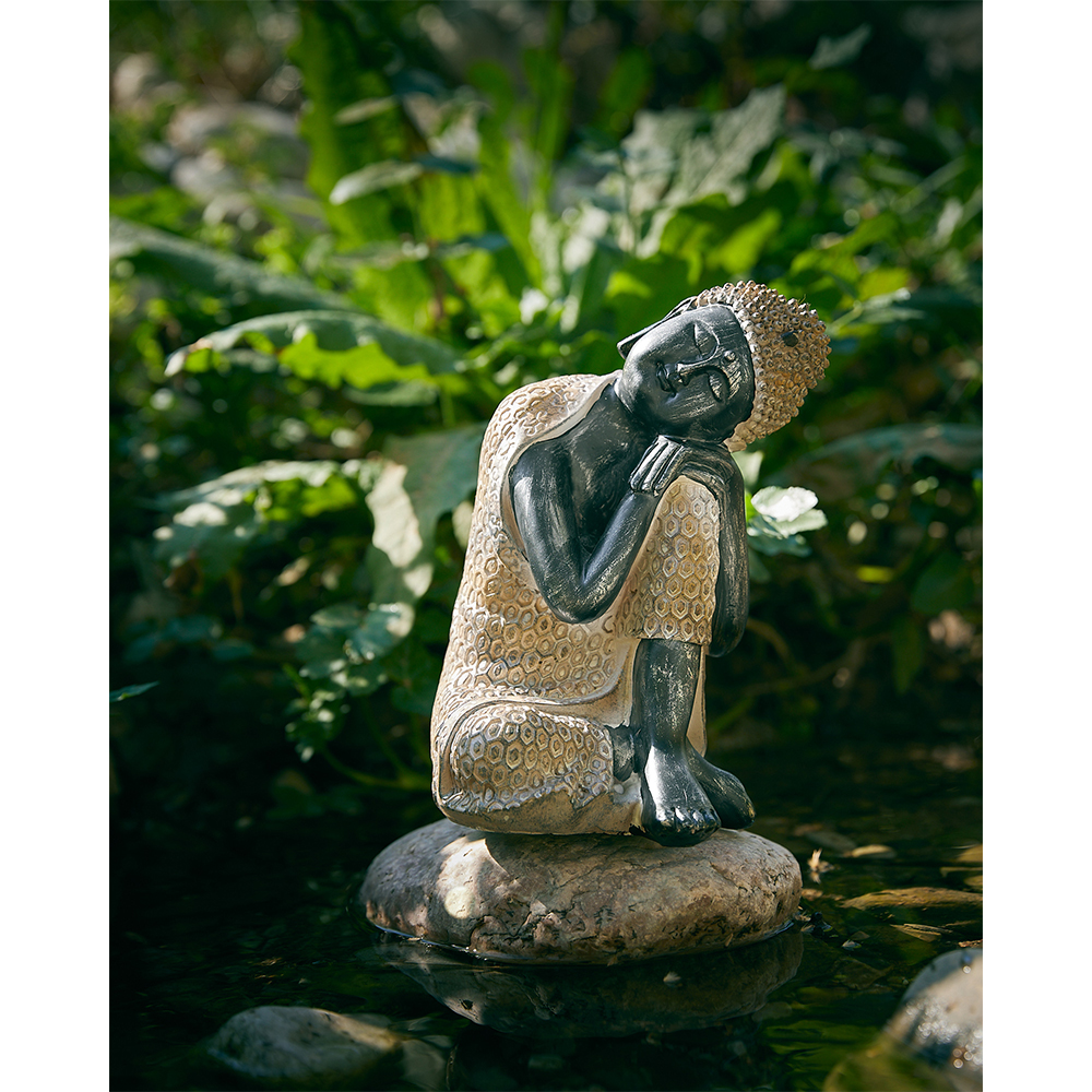 RESTING BUDDHA ΔΙΑΚΟΣΜΗΤΙΚΟ ΒΟΥΔΑΣ 15x15x24 POLYRESIN ΦΥΣΙΚΟ ΜΑΥΡΟ - Image 2